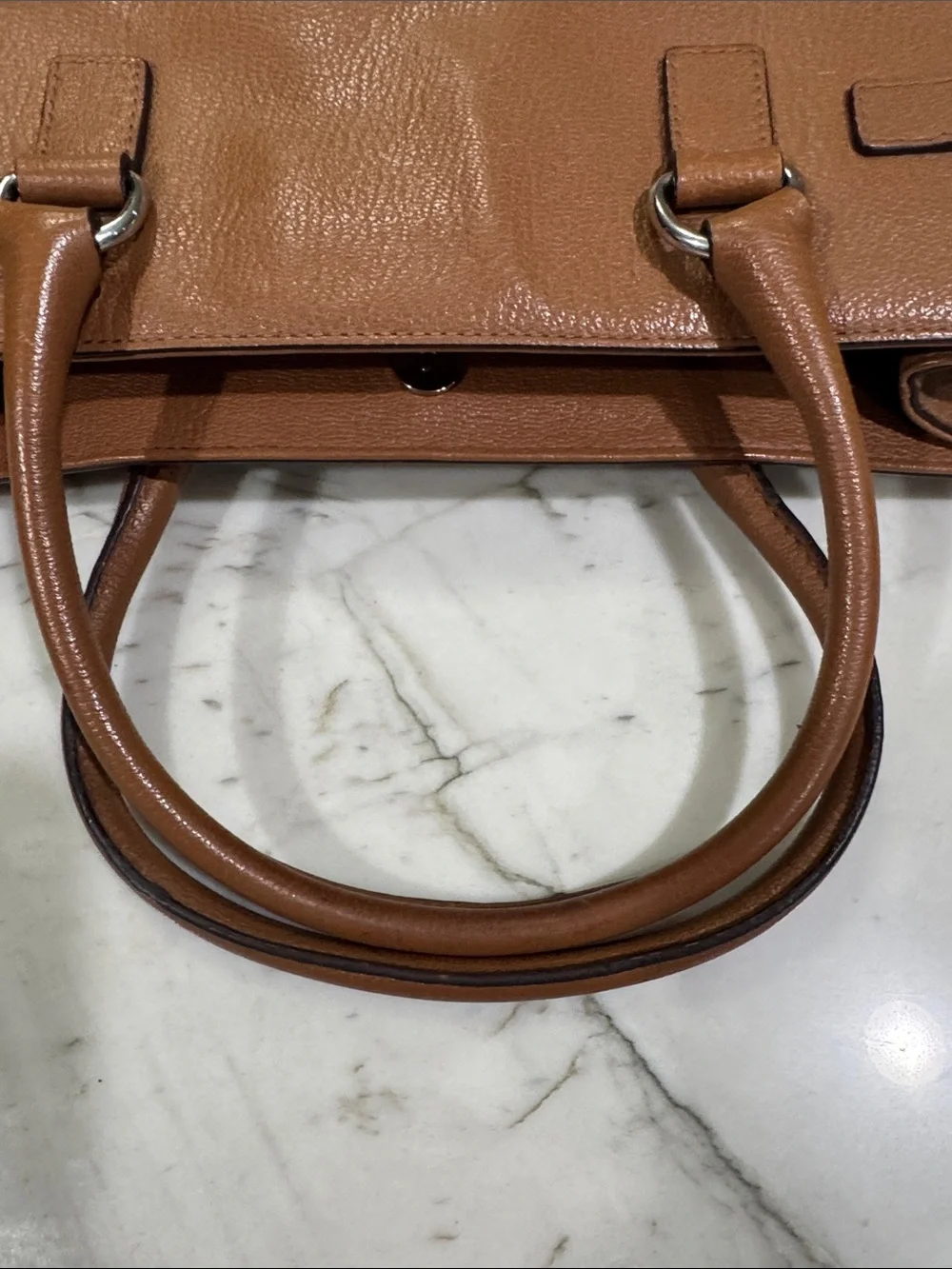 Michael Kors Tan Leather Satchel with Chain Shoulder Strap